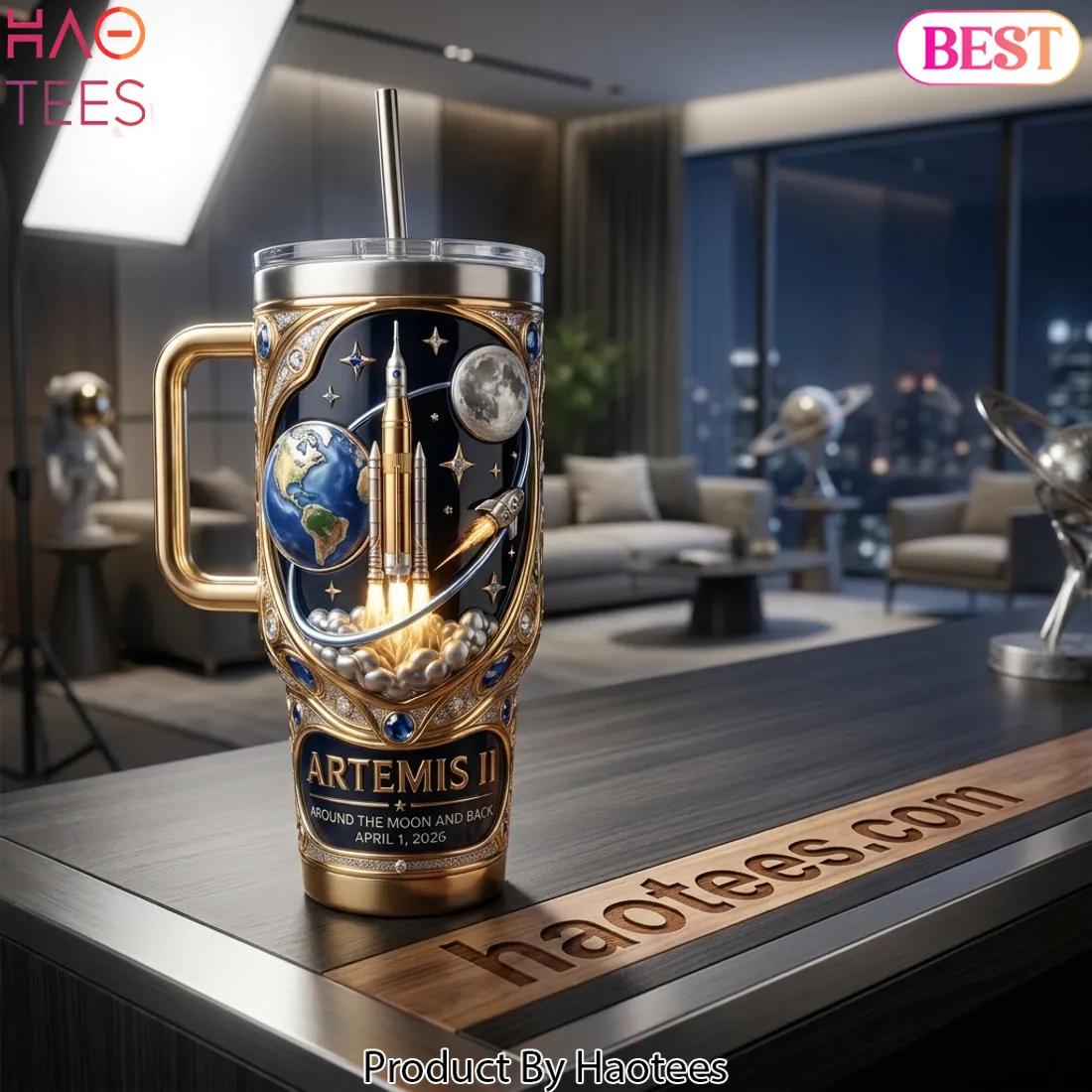 Artemis II Commemorative Space Mission Tumbler With Handle