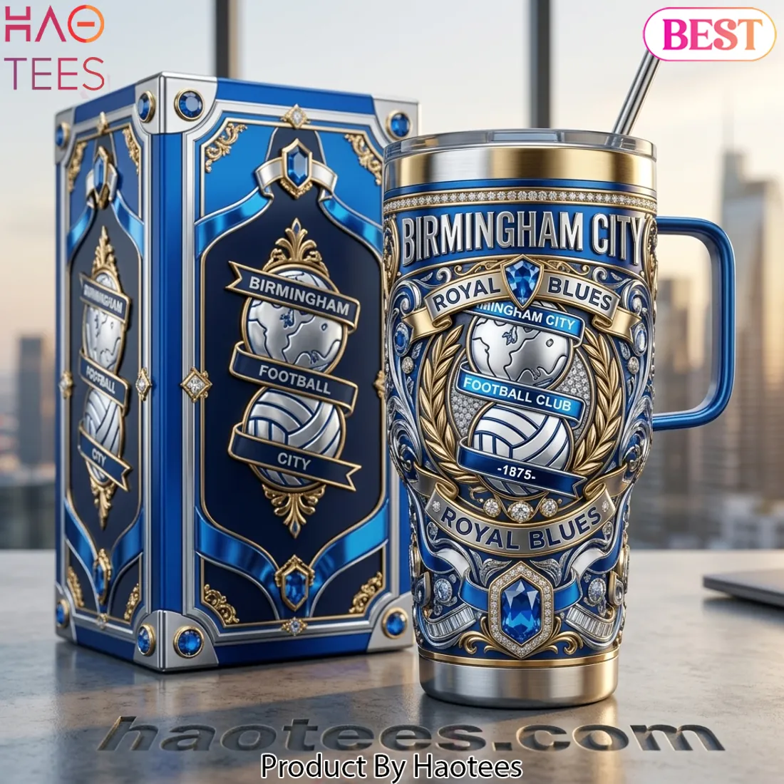 Birmingham City Royal Blues Luxury Gemstone 40oz Tumbler With Handle Birmingham City Royal Blues Luxury Gemstone 40oz Tumbler With Handle
