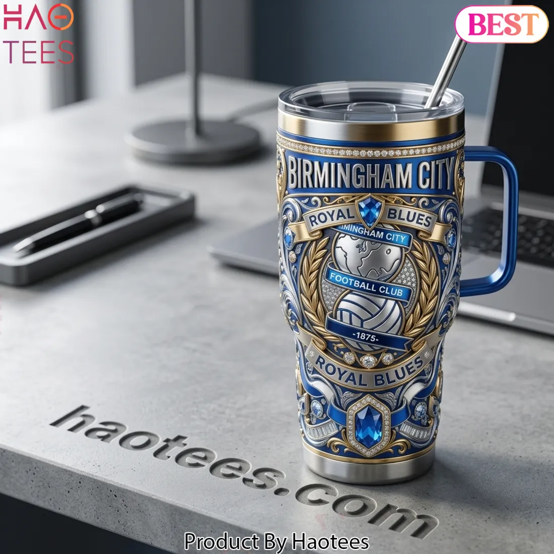 Birmingham City Royal Blues Luxury Gemstone 40oz Tumbler With Handle Birmingham City Royal Blues Luxury Gemstone 40oz Tumbler With Handle