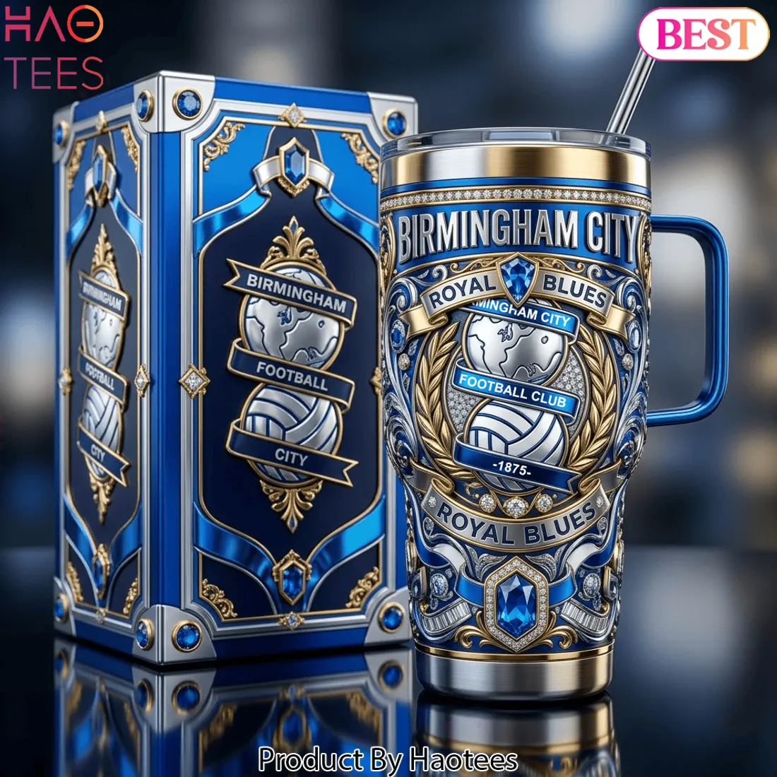 Birmingham City Royal Blues Luxury Gemstone 40oz Tumbler With Handle Birmingham City Royal Blues Luxury Gemstone 40oz Tumbler With Handle