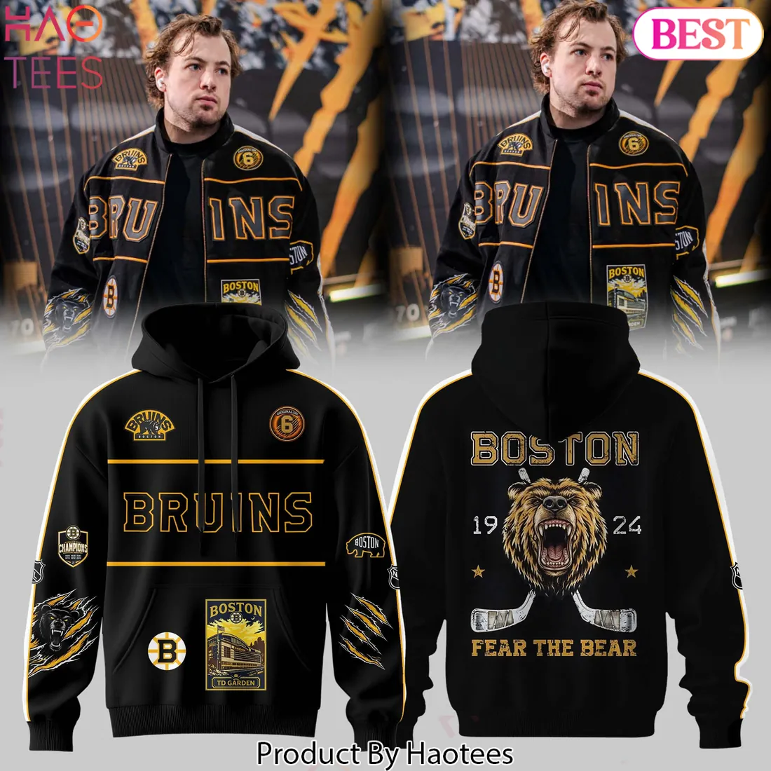 Boston Bruins “Fear The Bear” TD Garden Hockey Hoodie Boston Bruins “Fear The Bear” TD Garden Hockey Hoodie