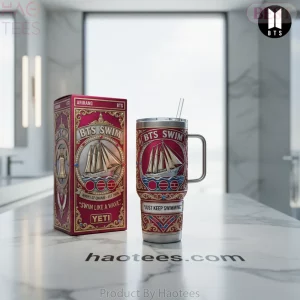 BTS K-Pop Official YETI “BTS Swim” 40oz Insulated Travel Tumbler With Handle