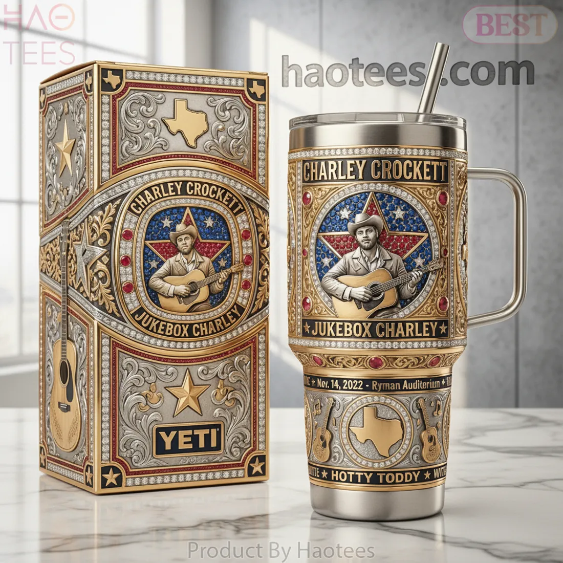 Charley Crockett Jukebox Charley Ornate Western Design Stainless Steel Tumbler