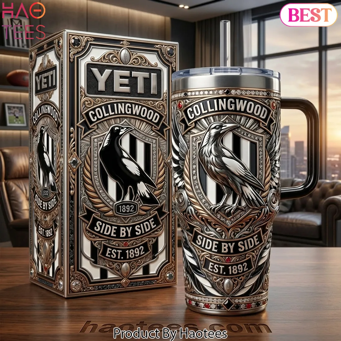 Collingwood Magpies Premium 40oz Tumbler With Handle
