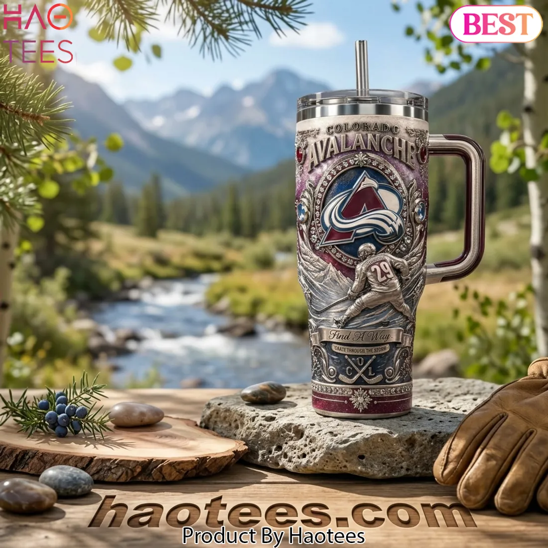 Colorado Avalanche Premium Embossed “Find A Way” 40oz Tumbler with Handle Colorado Avalanche Premium Embossed “Find A Way” 40oz Tumbler with Handle