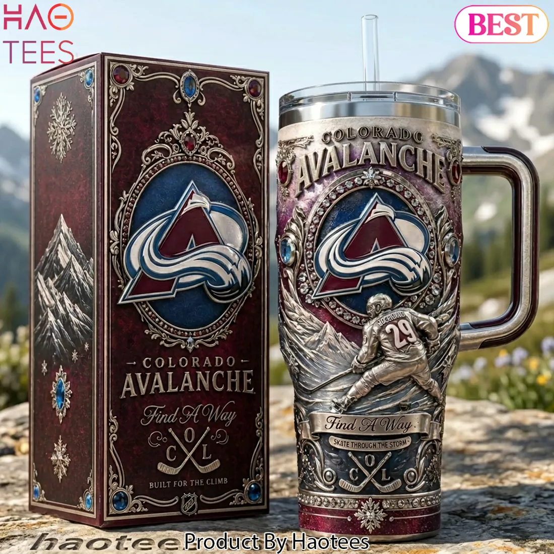 Colorado Avalanche Premium Embossed “Find A Way” 40oz Tumbler with Handle Colorado Avalanche Premium Embossed “Find A Way” 40oz Tumbler with Handle