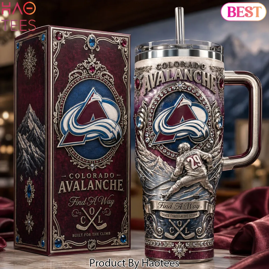 Colorado Avalanche Premium Embossed “Find A Way” 40oz Tumbler with Handle Colorado Avalanche Premium Embossed “Find A Way” 40oz Tumbler with Handle