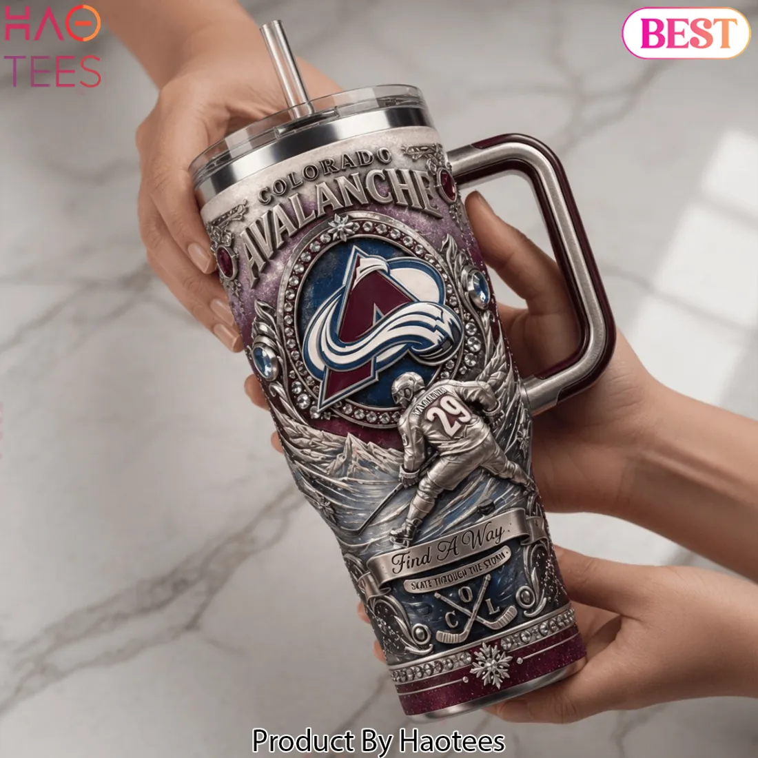 Colorado Avalanche Premium Embossed “Find A Way” 40oz Tumbler with Handle Colorado Avalanche Premium Embossed “Find A Way” 40oz Tumbler with Handle