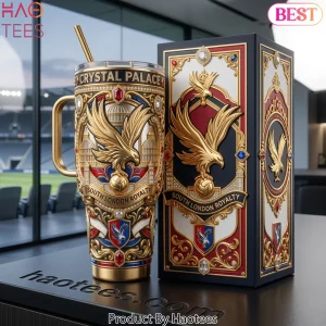 Crystal Palace South London Royalty Luxury Gold Embellished 40oz Tumbler with Handle