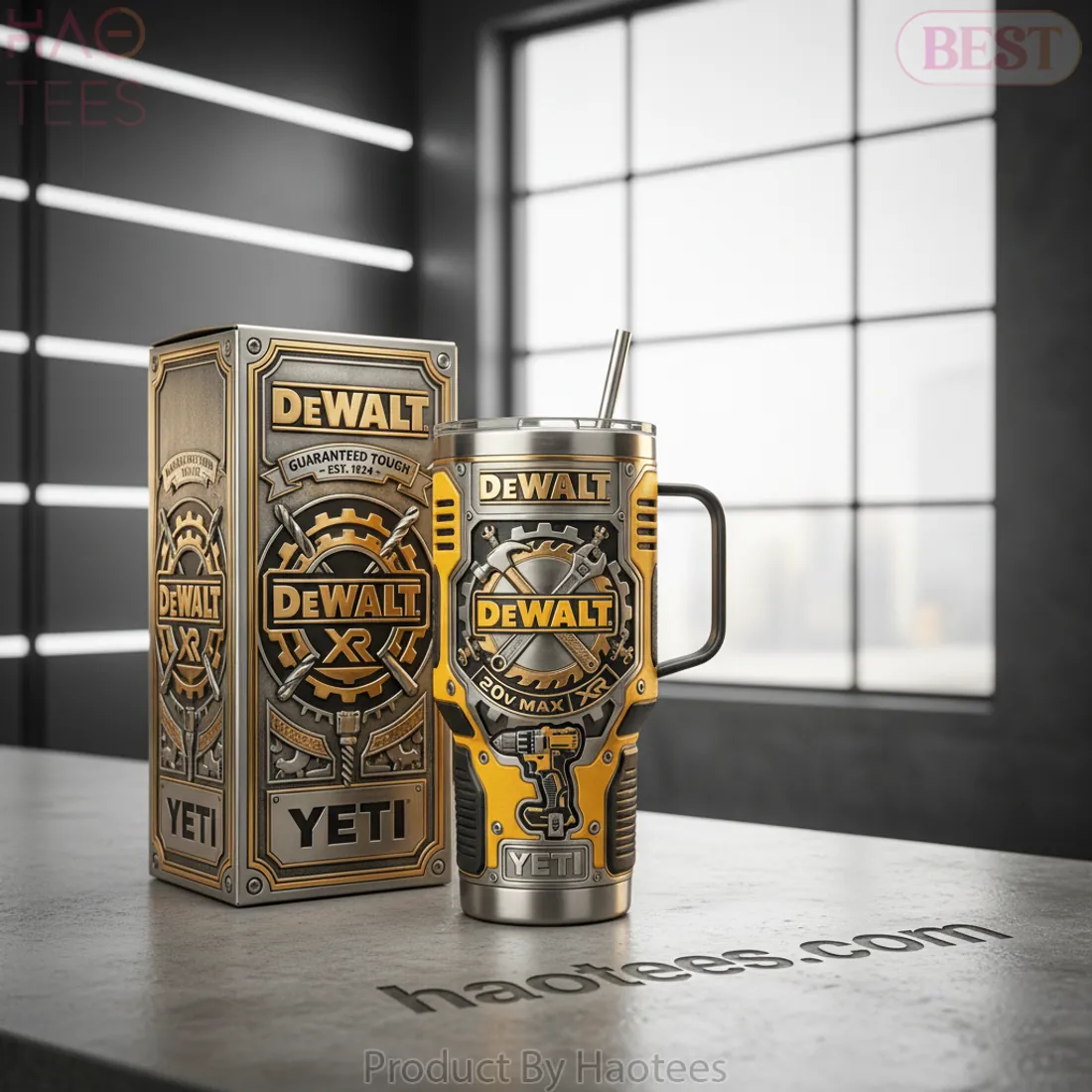 Dewalt YETI Guaranteed Tough Tool-Themed Insulated Tumbler