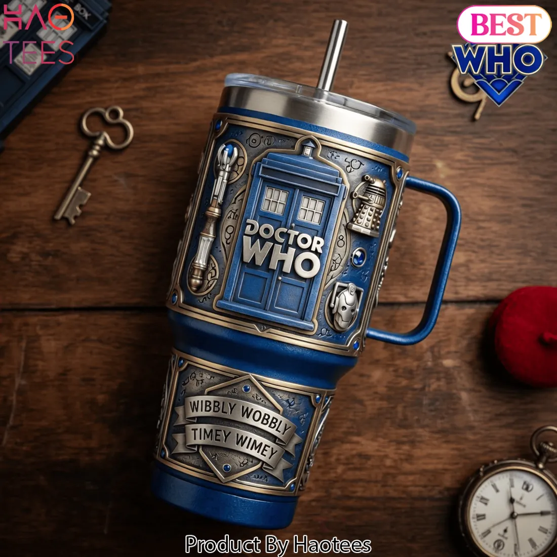 Doctor Who Tardis Wibbly Wobbly Timey Wimey 40oz Tumbler Doctor Who Tardis Wibbly Wobbly Timey Wimey 40oz Tumbler