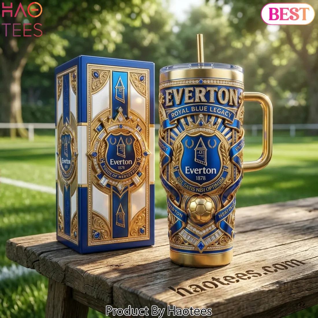 Everton Luxury Gold 40oz Tumbler with Handle