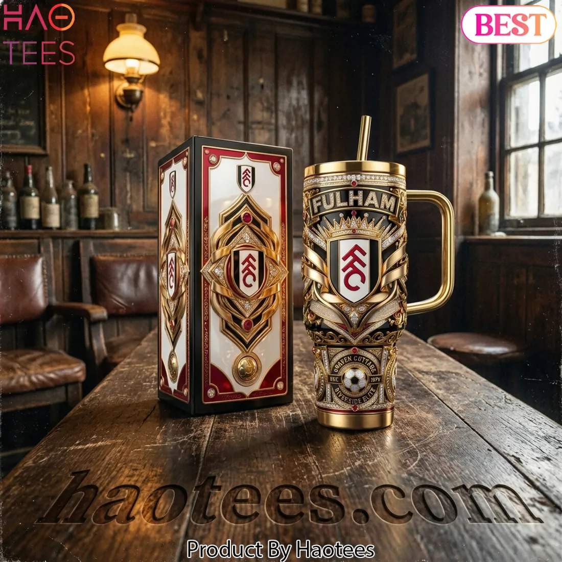 Fulham FC Luxury Gold Craven Cottage Tumbler With Handle