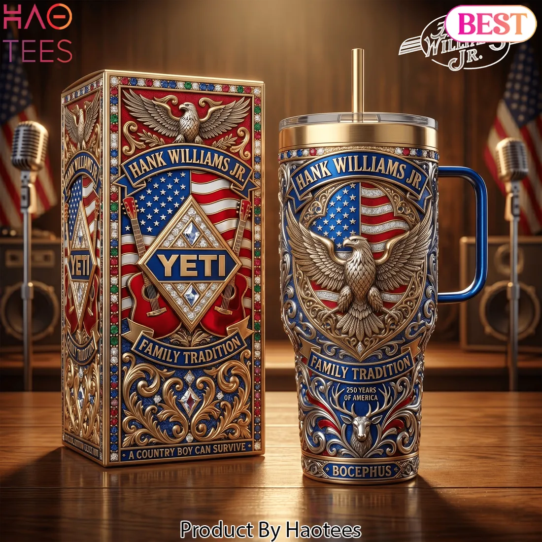 Hank Williams Jr. Premium YETI 40oz Family Tradition Handle Tumbler Hank Williams Jr. Premium YETI 40oz Family Tradition Handle Tumbler