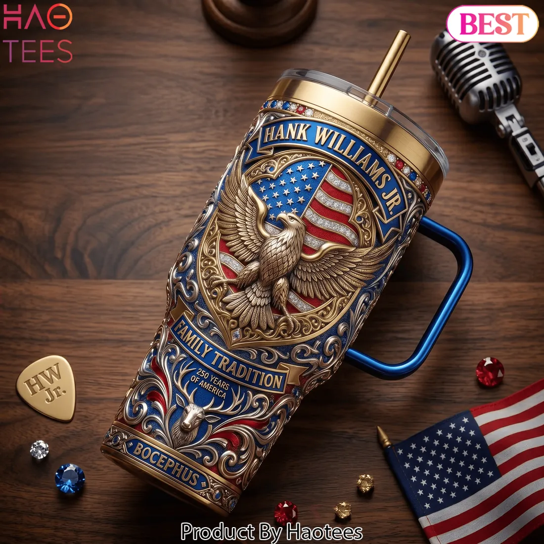 Hank Williams Jr. Premium YETI 40oz Family Tradition Handle Tumbler Hank Williams Jr. Premium YETI 40oz Family Tradition Handle Tumbler