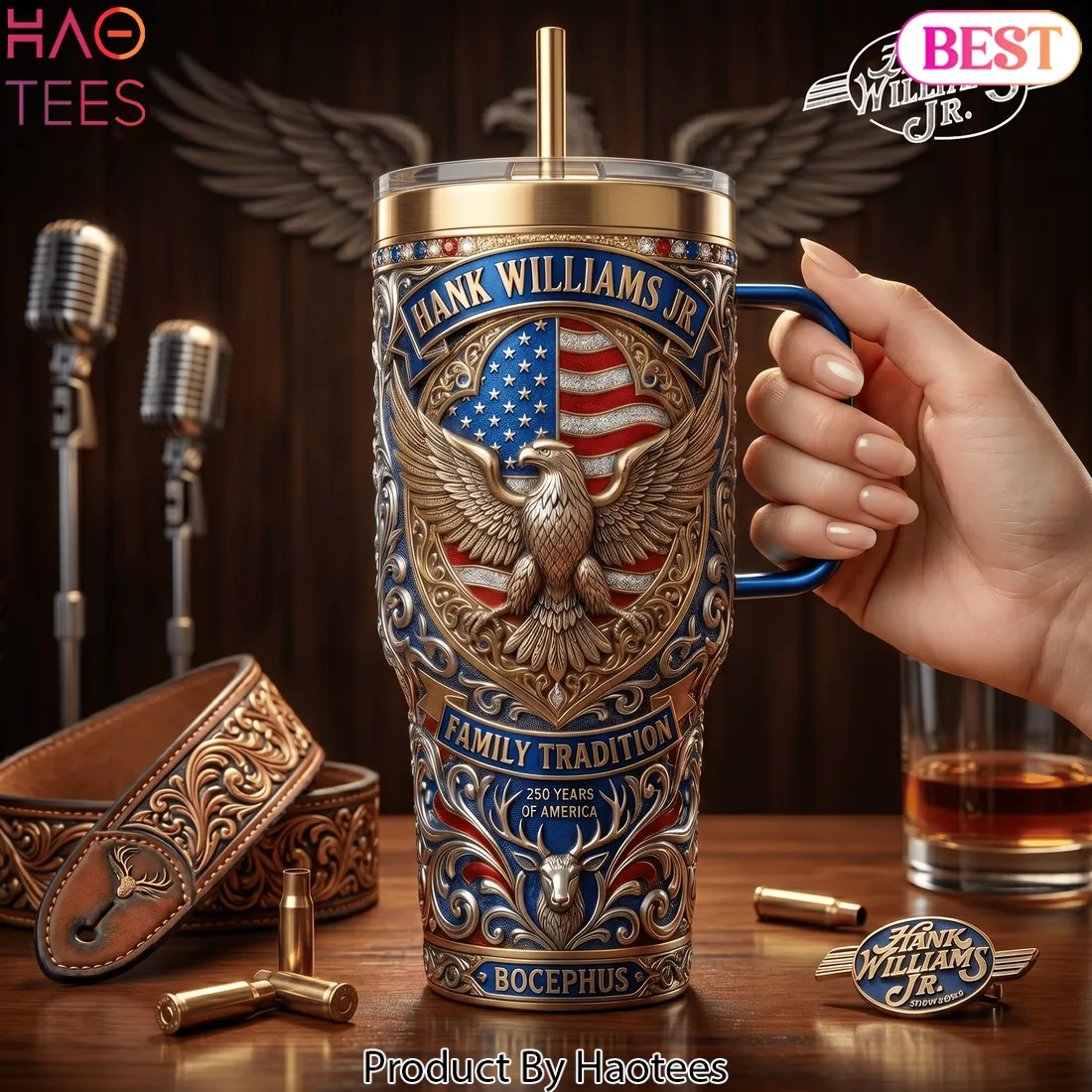 Hank Williams Jr. Premium YETI 40oz Family Tradition Handle Tumbler Hank Williams Jr. Premium YETI 40oz Family Tradition Handle Tumbler
