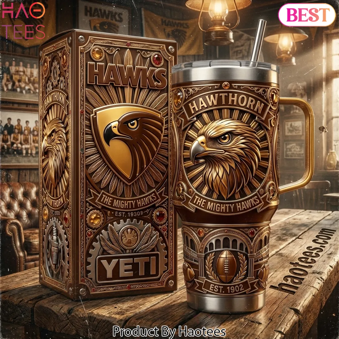 Hawthorn Hawks AFL Premium 40oz Tumbler With Handle Hawthorn Hawks AFL Premium 40oz Tumbler With Handle