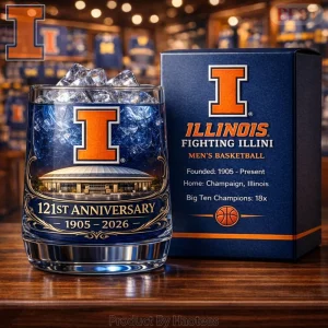 Illinois Fighting Illini 121st Anniversary Commemorative Premium Whiskey Glass