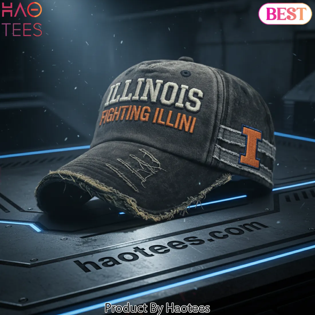 Illinois Fighting Illini Distressed Baseball Cap Illinois Fighting Illini Distressed Baseball Cap