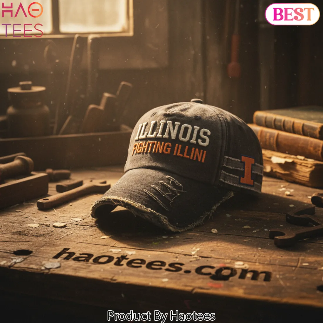 Illinois Fighting Illini Distressed Baseball Cap Illinois Fighting Illini Distressed Baseball Cap