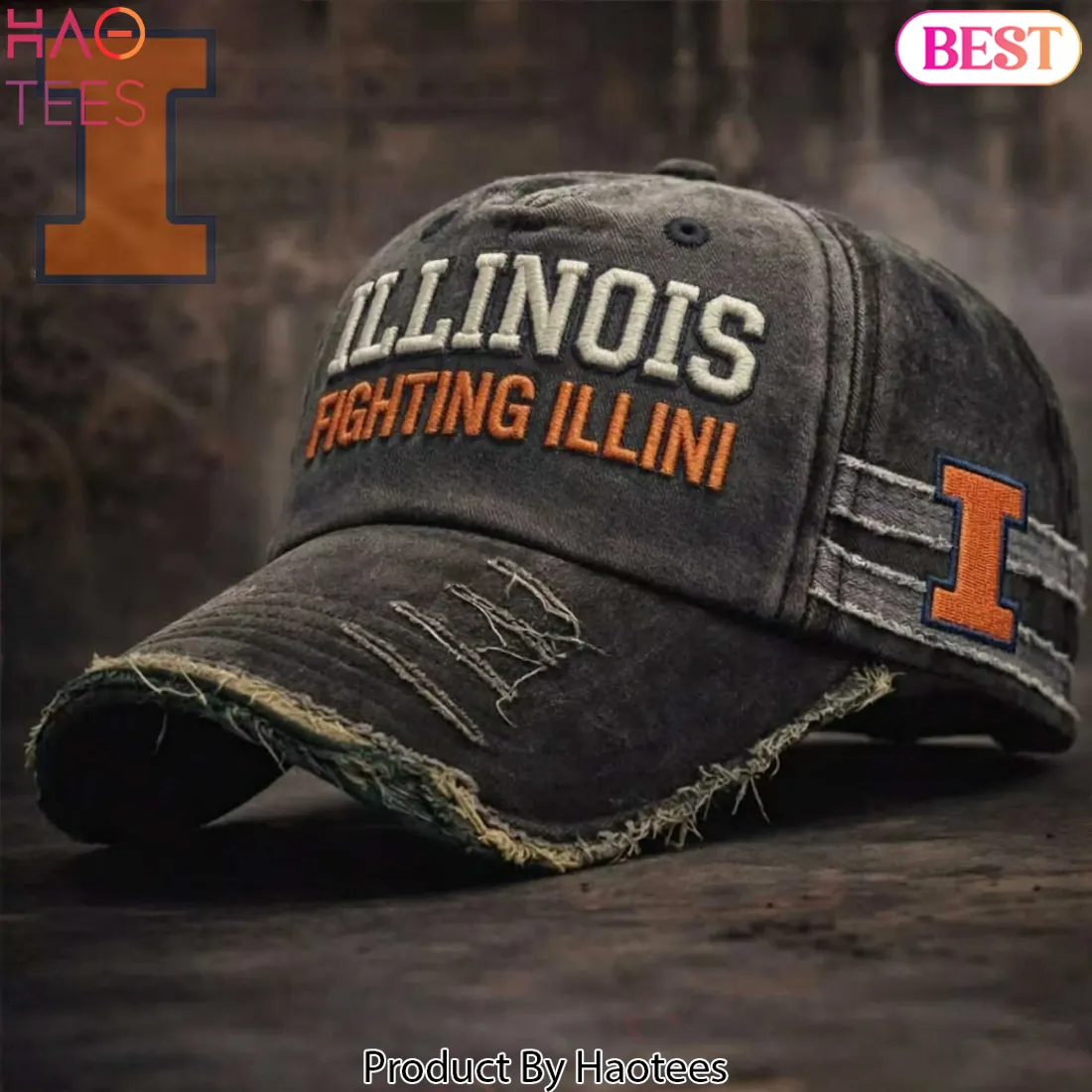 Illinois Fighting Illini Distressed Baseball Cap Illinois Fighting Illini Distressed Baseball Cap