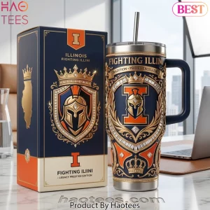 Illinois Fighting Illini Legacy Prestige Gold Crest 40oz Tumbler