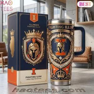 Illinois Fighting Illini Legacy Prestige Gold Crest 40oz Tumbler