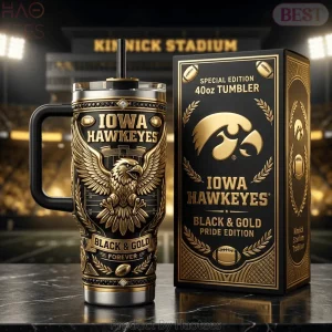 Iowa Hawkeyes 40oz Black & Gold Special Edition Insulated Tumbler With Handle