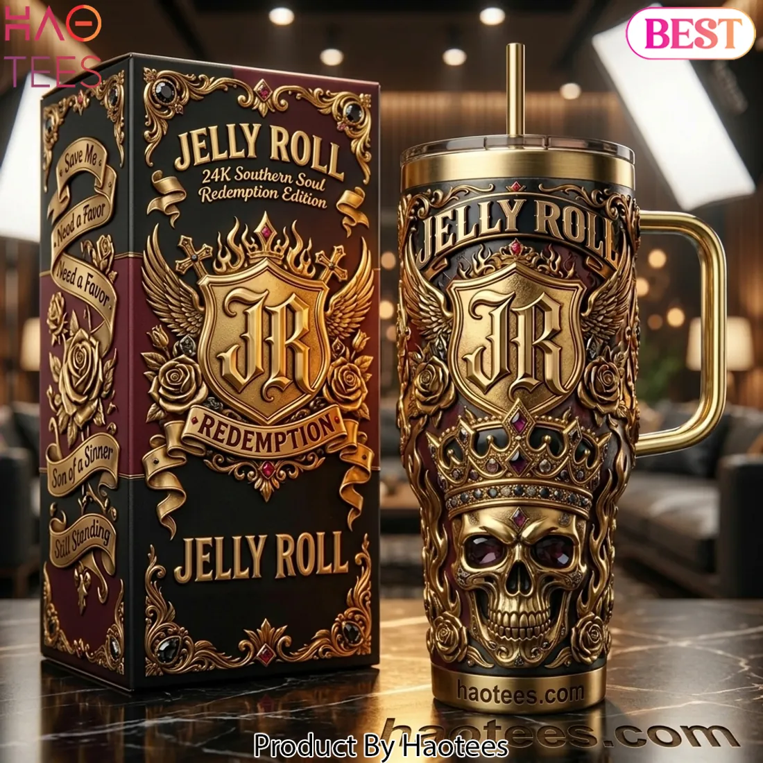 Jelly Roll 24K Southern Soul Redemption Edition Skull Crown Tumbler