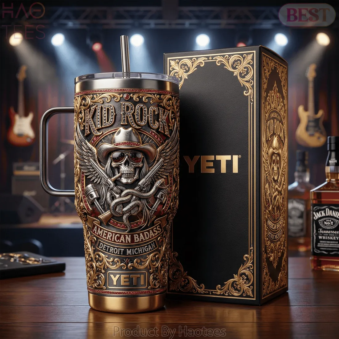 Kid Rock American Badass YETI 3D Ornate Metallic Tumbler Kid Rock American Badass YETI 3D Ornate Metallic Tumbler