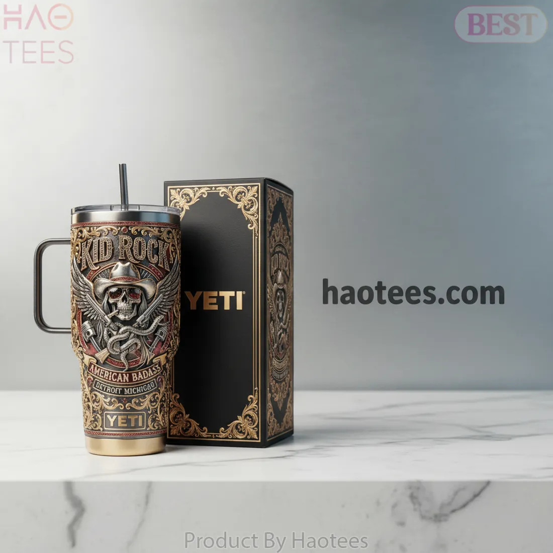 Kid Rock American Badass YETI 3D Ornate Metallic Tumbler