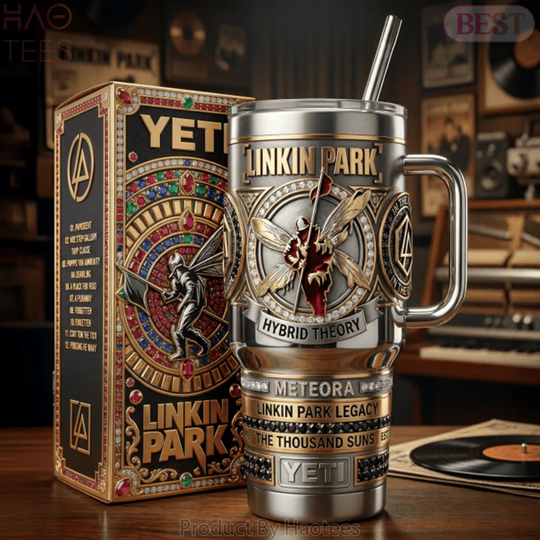 Linkin Park Hybrid Theory Meteora Luxury 40oz Stainless Steel Tumbler With Handle Linkin Park Hybrid Theory Meteora Luxury 40oz Stainless Steel Tumbler With Handle