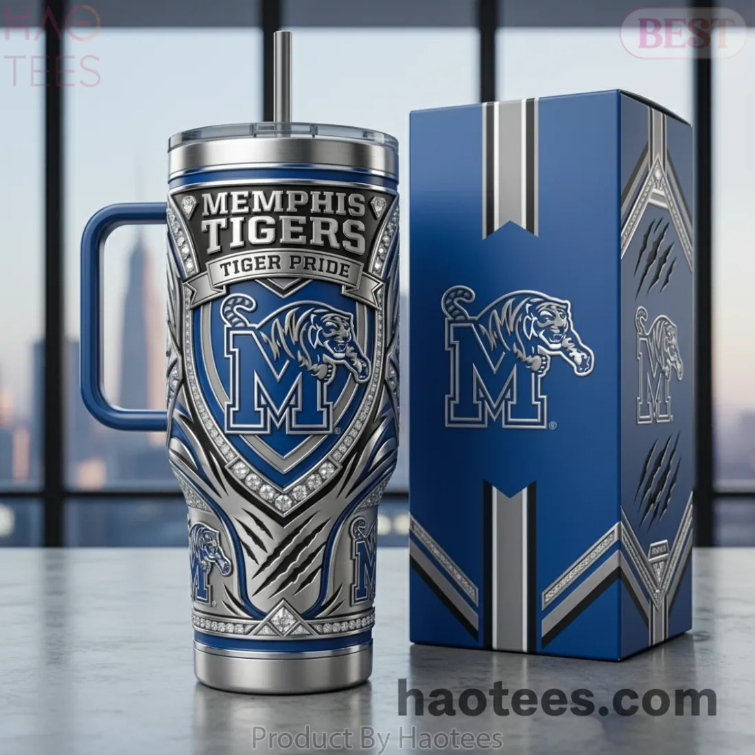 Memphis Tigers 40oz Insulated Stainless Steel Tumbler with Handle