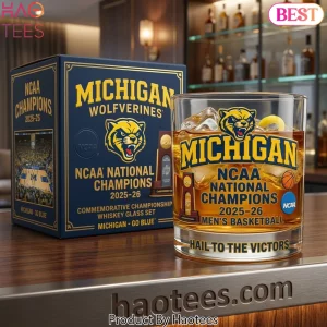 Michigan Wolverines NCAA Men’s Basketball Champions 2025-26 Whiskey Glass