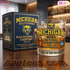 Michigan Wolverines NCAA Men’s Basketball Champions 2025-26 Whiskey Glass
