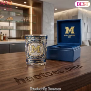 Michigan Wolverines NCAA National Champions 2026 Commemorative Premium Jeweled Whiskey Glass