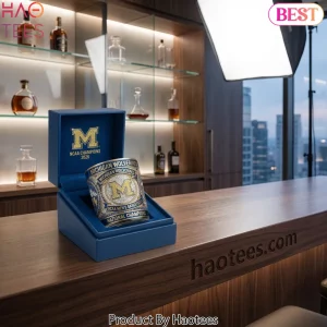 Michigan Wolverines NCAA National Champions 2026 Commemorative Premium Jeweled Whiskey Glass