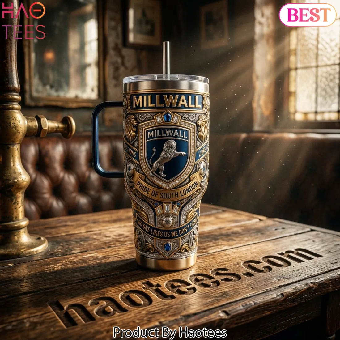 Millwall Lions Pride of South London 40oz Luxury Tumbler With Handle