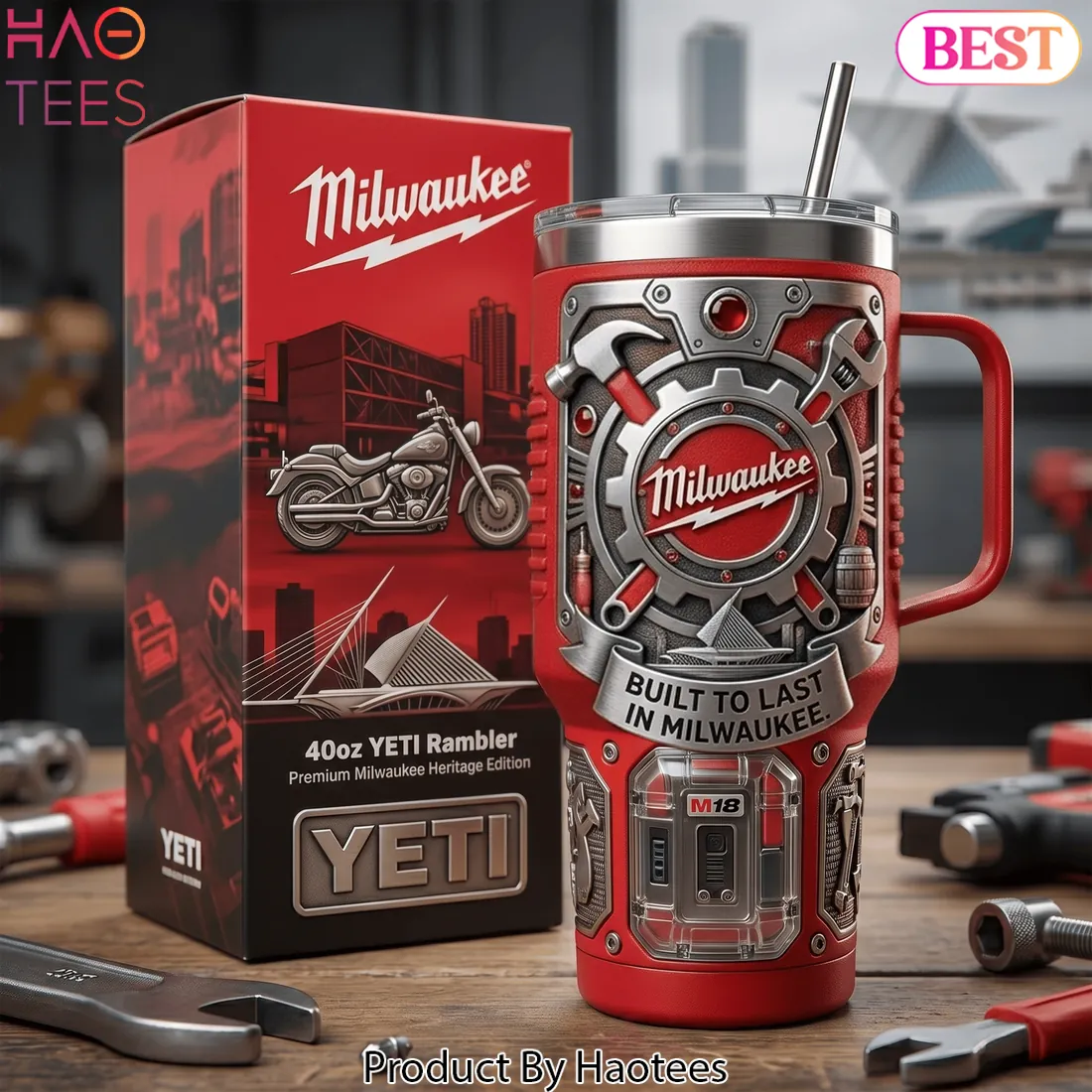 Milwaukee Built To Last Heritage Edition 40oz Tumbler With Handle Milwaukee Built To Last Heritage Edition 40oz Tumbler With Handle
