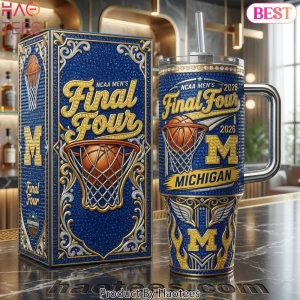 NCAA Men’s Final Four 2026 Michigan Commemorative 40oz Premium Tumbler With Handle