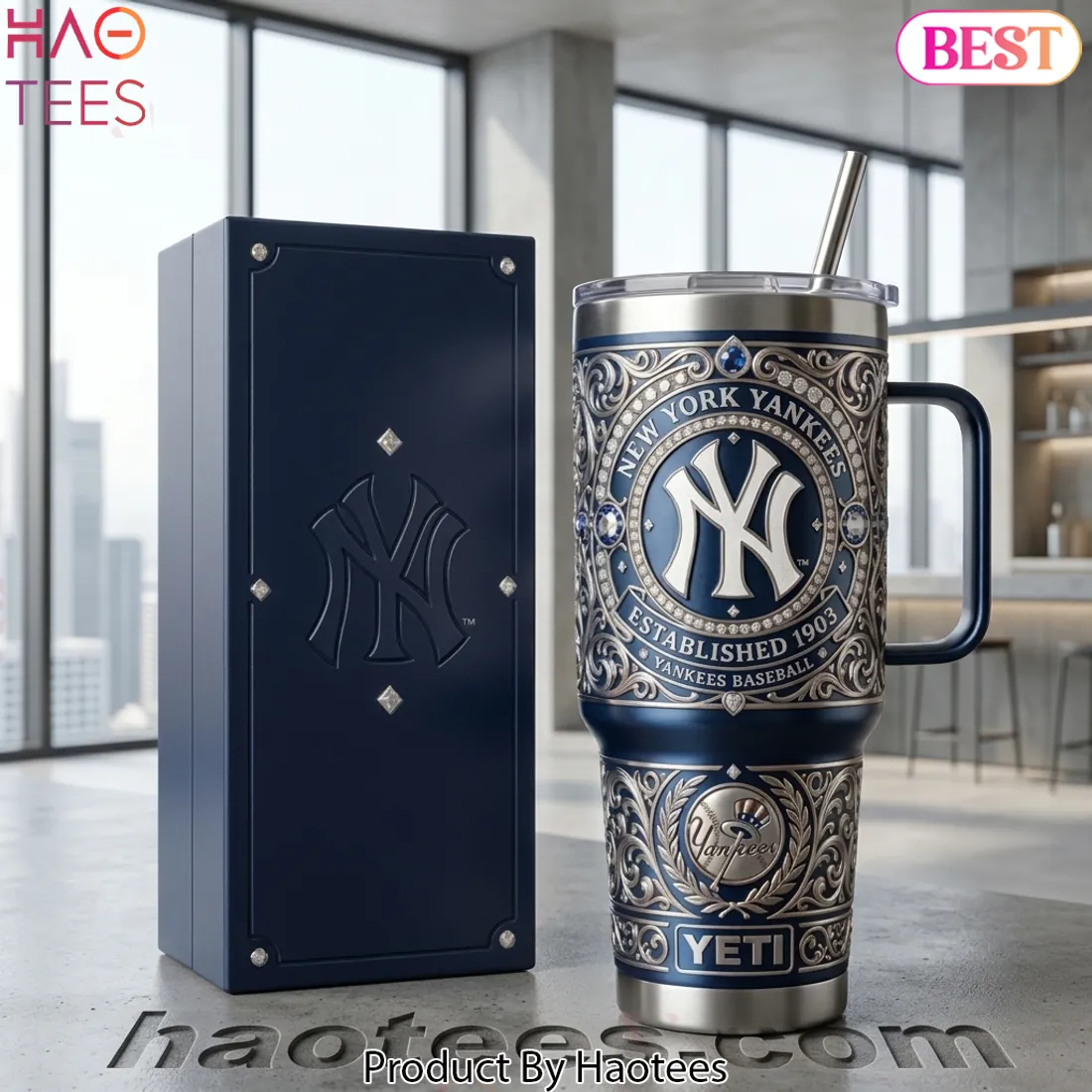 New York Yankees 1903 Established Luxury Navy Yeti Tumbler