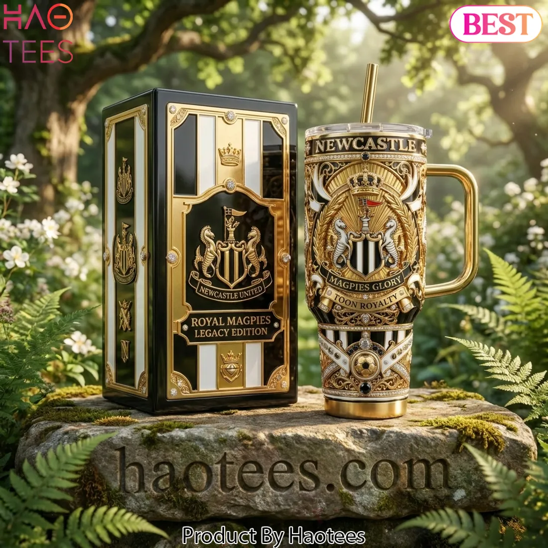 Newcastle United Royal Magpies Legacy Edition Luxury Gold 40oz Tumbler with Handle