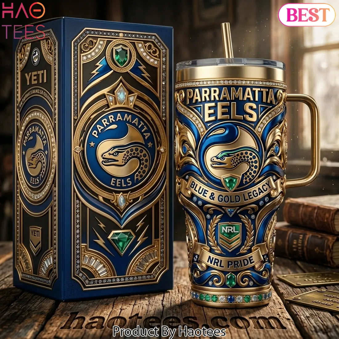 Parramatta Eels NRL Blue & Gold Legacy Luxury 40oz Tumbler With Handle Parramatta Eels NRL Blue & Gold Legacy Luxury 40oz Tumbler With Handle