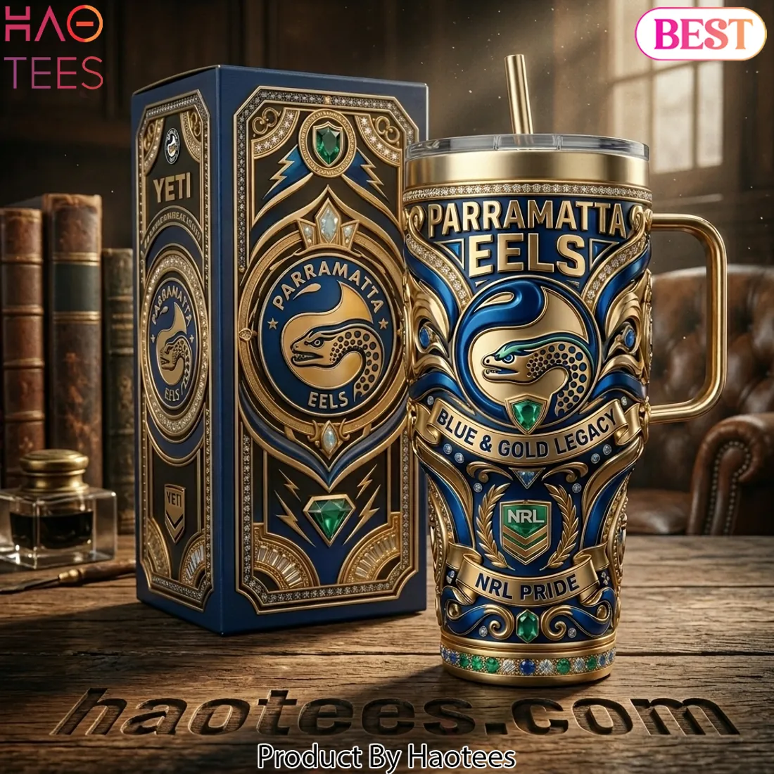 Parramatta Eels NRL Blue & Gold Legacy Luxury 40oz Tumbler With Handle Parramatta Eels NRL Blue & Gold Legacy Luxury 40oz Tumbler With Handle
