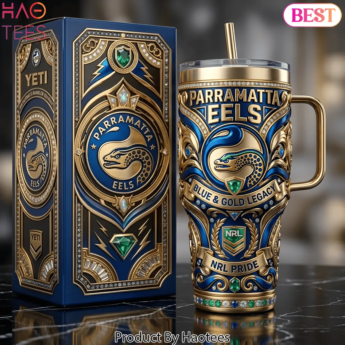 Parramatta Eels NRL Blue & Gold Legacy Luxury 40oz Tumbler With Handle Parramatta Eels NRL Blue & Gold Legacy Luxury 40oz Tumbler With Handle