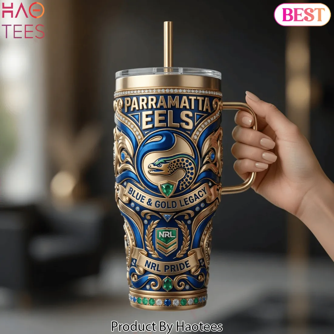 Parramatta Eels NRL Blue & Gold Legacy Luxury 40oz Tumbler With Handle Parramatta Eels NRL Blue & Gold Legacy Luxury 40oz Tumbler With Handle
