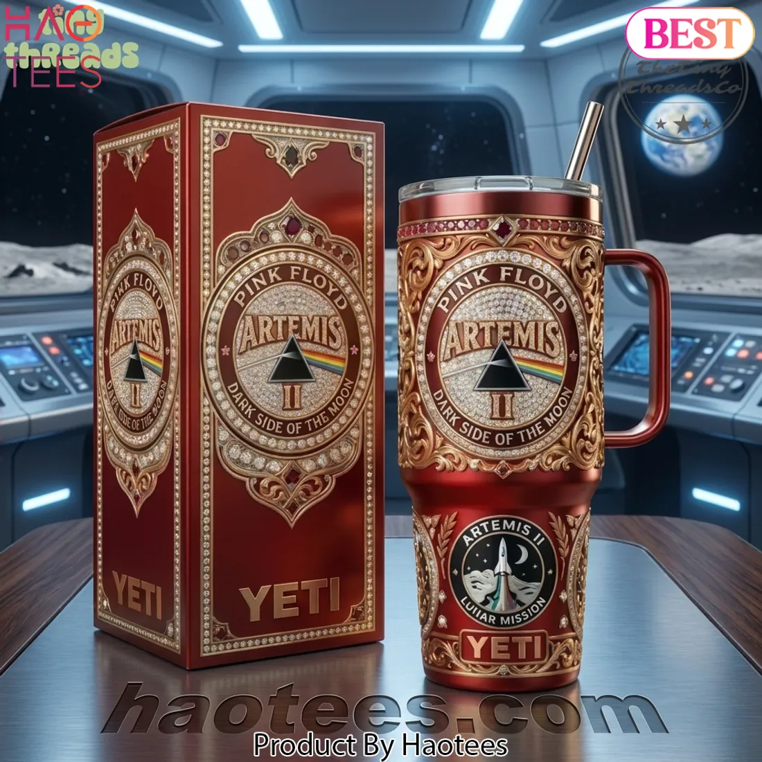 Pink Floyd Dark Side of the Moon Artemis II Commemorative Yeti Tumbler