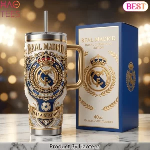 Real Madrid Royal Champions Edition Gold & Diamond Accent Stainless Steel Tumbler