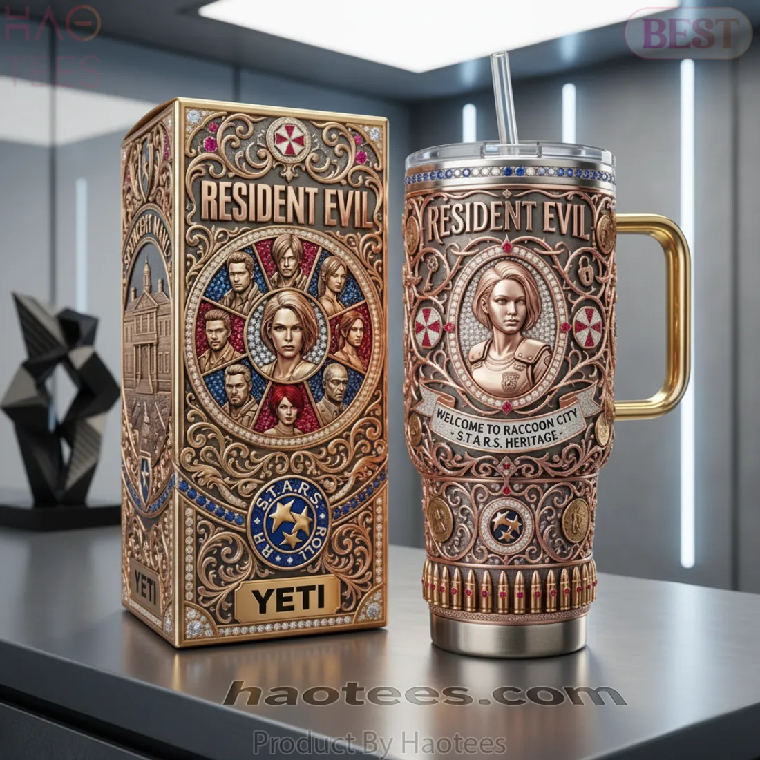 Resident Evil 40oz Premium Ornate Insulated Tumbler With Handle