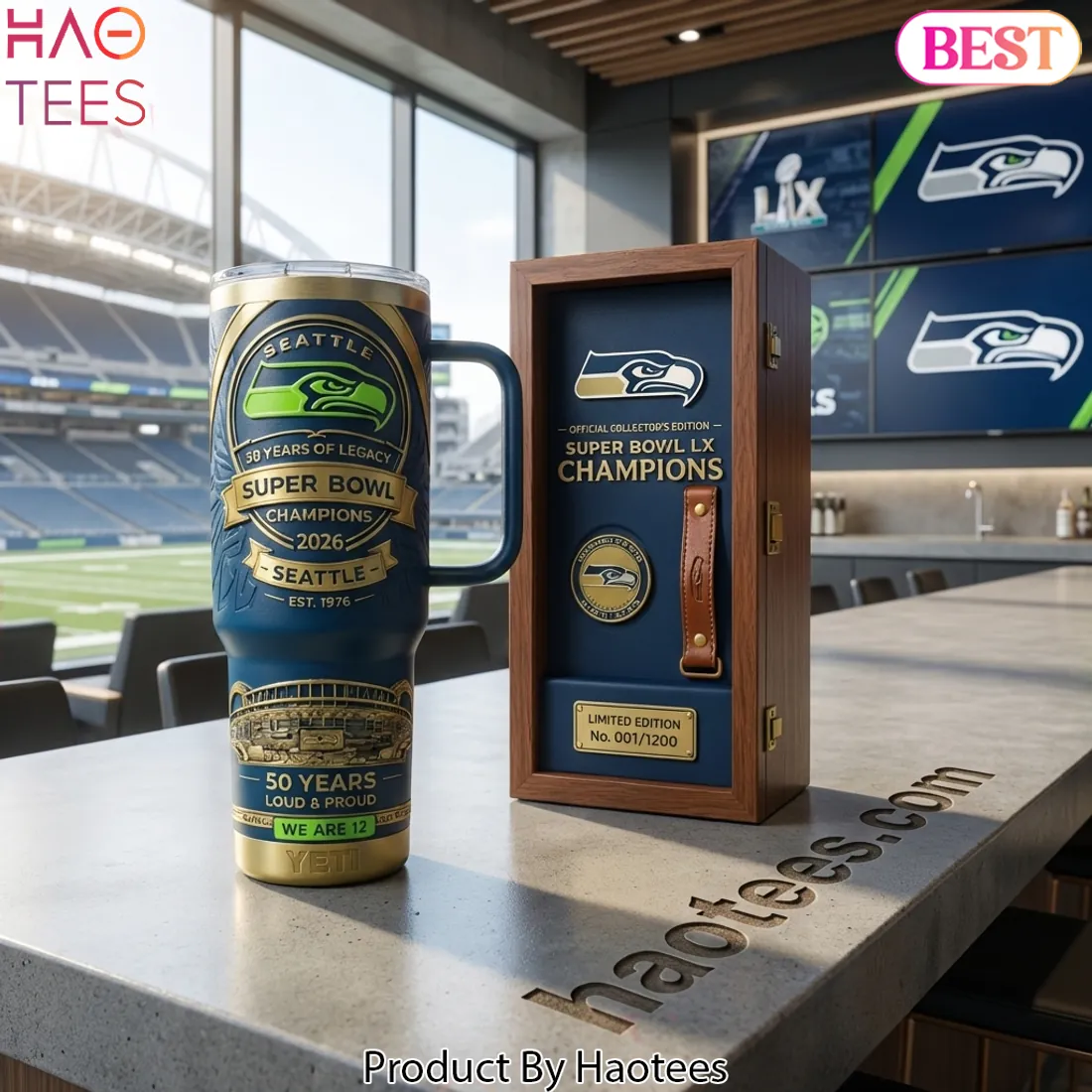 Seattle Seahawks 50 Years Loud & Proud Super Bowl LX Champions Tumbler